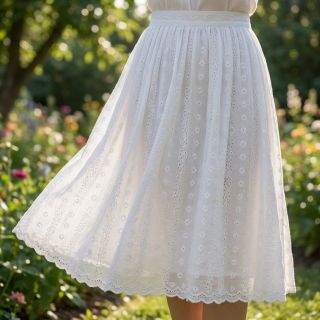 Pamutvászon EMBROIDERY TWO-SIDE SCALLOP Neo white