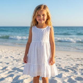 Pamutvászon EMBROIDERY TWO-SIDE SCALLOP Neo white