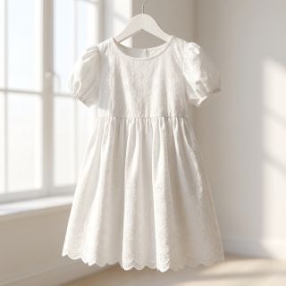Pamutvászon EMBROIDERY TWO-SIDE SCALLOP Simi white