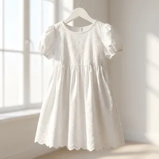Pamutvászon EMBROIDERY TWO-SIDE SCALLOP Simi white