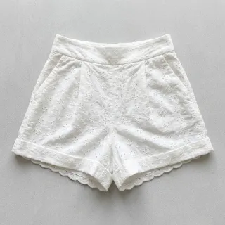 Pamutvászon EMBROIDERY TWO-SIDE SCALLOP Simi white