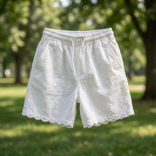 Pamutvászon EMBROIDERY TWO-SIDE SCALLOP Verena white