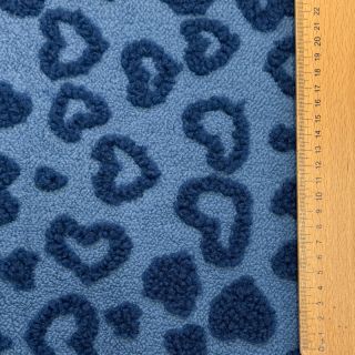 Kabát anyag TEDDY Hearts jeans