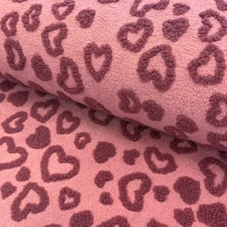 Kabát anyag TEDDY Hearts old pink