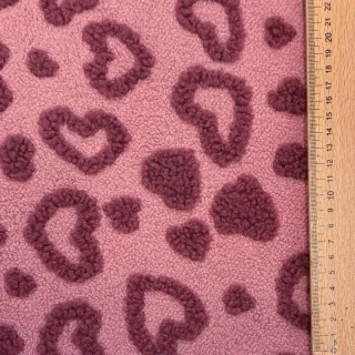 Kabát anyag TEDDY Hearts old pink