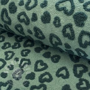 Kabát anyag TEDDY Hearts old green