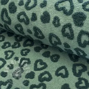 Kabát anyag TEDDY Hearts old green