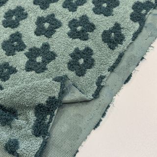 Frottír Knitted flowers old green