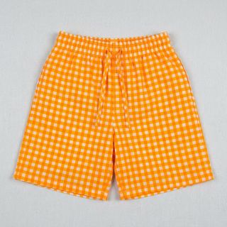 Pamutvászon YARN DYED NEON BIG Checks orange