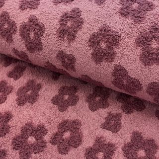 Frottír Knitted flowers old pink