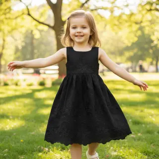 Pamutvászon EMBROIDERY Bellagio black