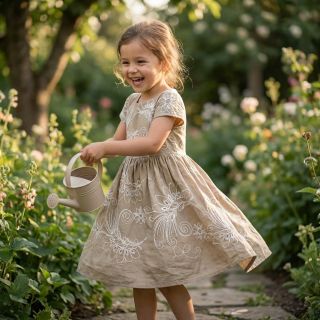 Pamutvászon VOILE EMBROIDERY Kokka natural