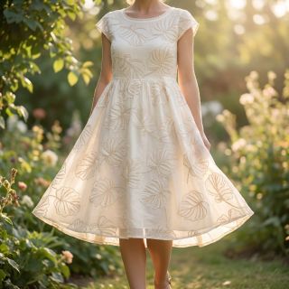Pamutvászon VOILE EMBROIDERY Kady off white