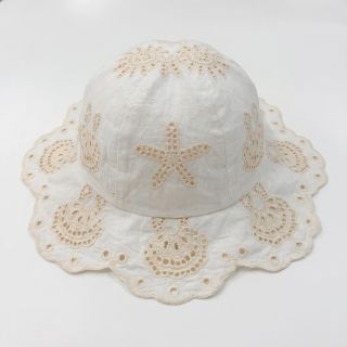 Pamutvászon EMBROIDERY Sea ornaments white