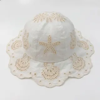 Pamutvászon EMBROIDERY Sea ornaments white
