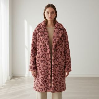 Kabát anyag TEDDY Hearts old pink