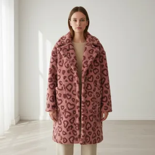 Kabát anyag TEDDY Hearts old pink