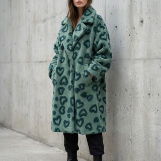 Kabát anyag TEDDY Hearts old green