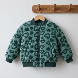 Kabát anyag TEDDY Hearts old green