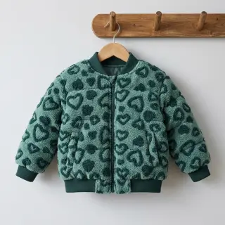 Kabát anyag TEDDY Hearts old green