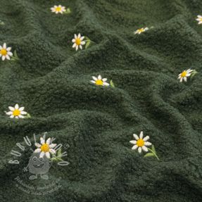 Kabát anyag EMBROIDERY Little daisy green