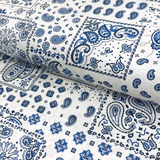 Pamutvászon Kansas blanc blue