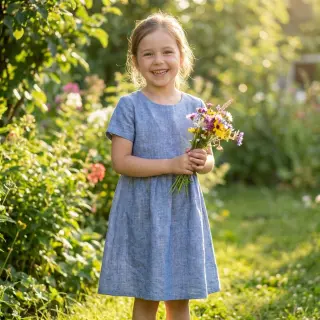 Pamutvászon lenvászonnal LUREX blue