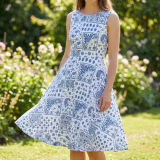 Pamutvászon Kansas blanc blue