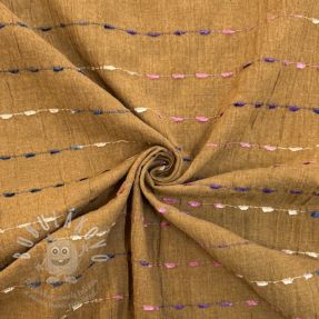 Pamutvászon DOBBY CRINKLE Stripe camel