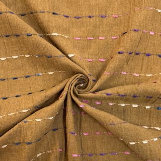 Pamutvászon DOBBY CRINKLE Stripe camel