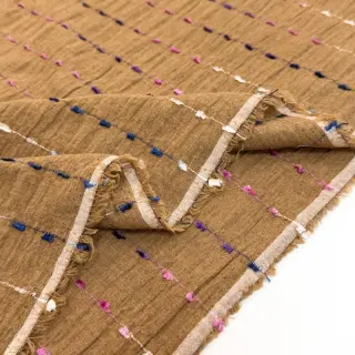 Pamutvászon DOBBY CRINKLE Stripe camel