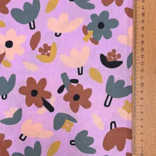 Pamutvászon Flowers lavender by JENNIFER BOURON ORGANIC