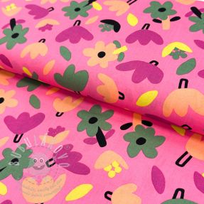 Pamutvászon Flowers pink by JENNIFER BOURON ORGANIC