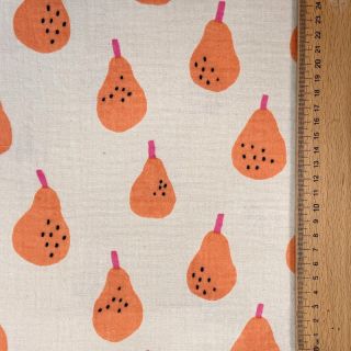 Dupla géz/muszlin Pears peach by JENNIFER BOURON ORGANIC