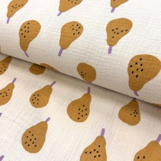 Dupla géz/muszlin Pears ochre by JENNIFER BOURON ORGANIC