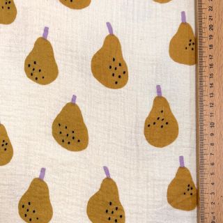 Dupla géz/muszlin Pears ochre by JENNIFER BOURON ORGANIC