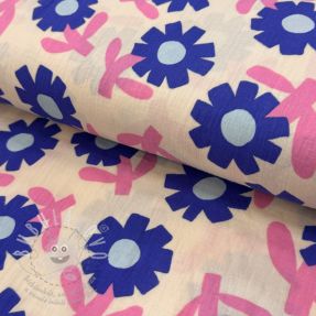 Dupla géz/muszlin Flowers blue by JENNIFER BOURON ORGANIC