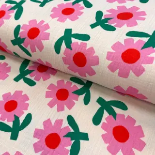 Dupla géz/muszlin Flowers natural/pink by JENNIFER BOURON ORGANIC