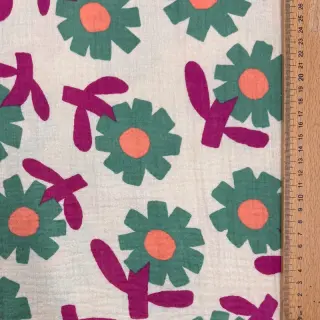 Dupla géz/muszlin Flowers green by JENNIFER BOURON ORGANIC