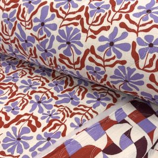 Dupla géz/muszlin STEPPED Flowers natural