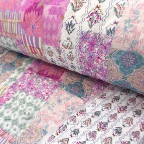 Dupla géz/muszlin STEPPED Flowers light pink digital print