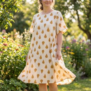 Dupla géz/muszlin Pears ochre by JENNIFER BOURON ORGANIC