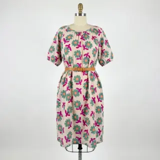 Dupla géz/muszlin Flowers green by JENNIFER BOURON ORGANIC