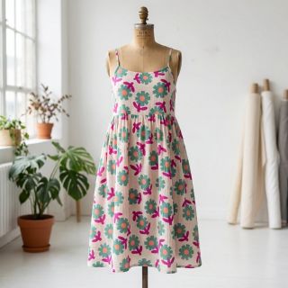 Dupla géz/muszlin Flowers green by JENNIFER BOURON ORGANIC