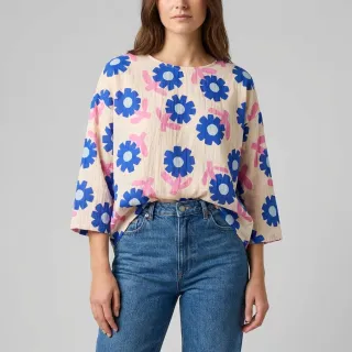 Dupla géz/muszlin Flowers blue by JENNIFER BOURON ORGANIC