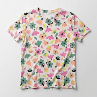 Pamutvászon Flowers natural/green by JENNIFER BOURON ORGANIC