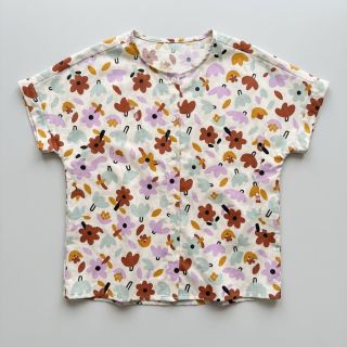 Pamutvászon Flowers natural/lavender by JENNIFER BOURON ORGANIC