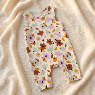 Pamutvászon Flowers natural/lavender by JENNIFER BOURON ORGANIC