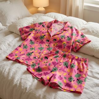 Pamutvászon Flowers pink by JENNIFER BOURON ORGANIC