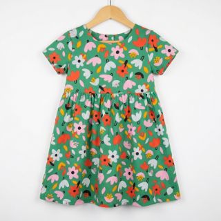 Pamutvászon Flowers green by JENNIFER BOURON ORGANIC